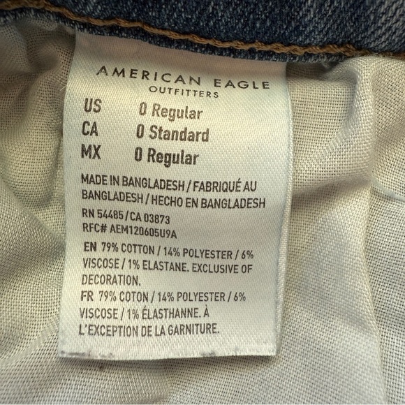 American Eagle High Waist Cut Off Distressed Jean Shorts Raw Hem Size 0 Grunge - Picture 3 of 11